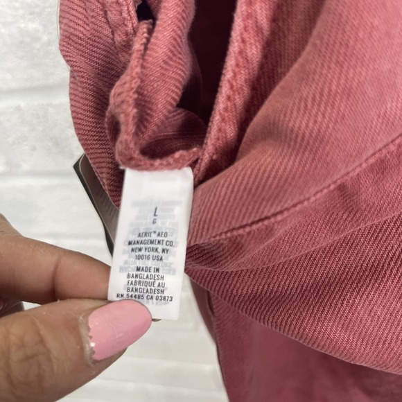 Aerie Linen Blend Red Rust Overalls Womens Size L Straight Leg Pockets Casual - Picture 7 of 11